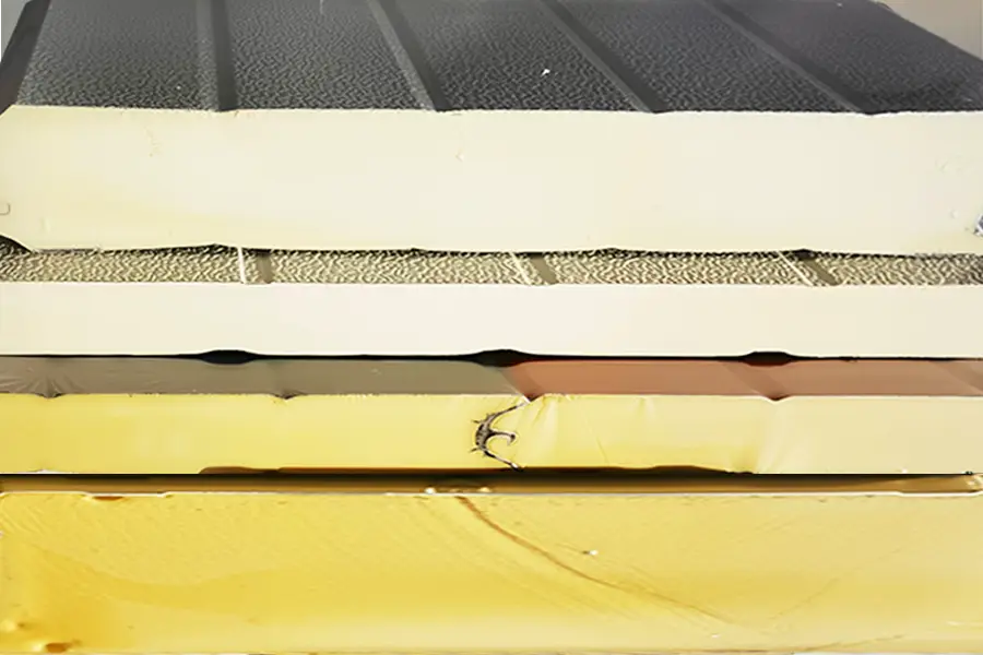 Cross-section of different thicknesses for PU foam insulated sectional sectional door panels.